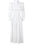 William Vintage 1971 Ruffled Pleated Dress - White
