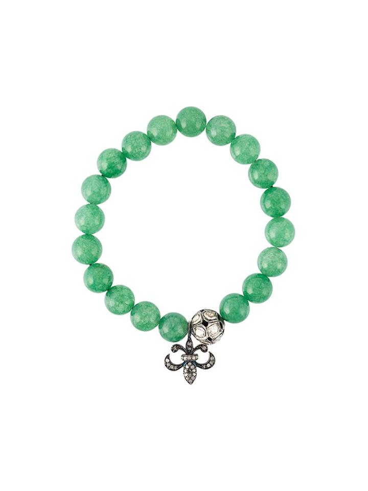 Gemco Bead Diamond Charm Bracelet - Green