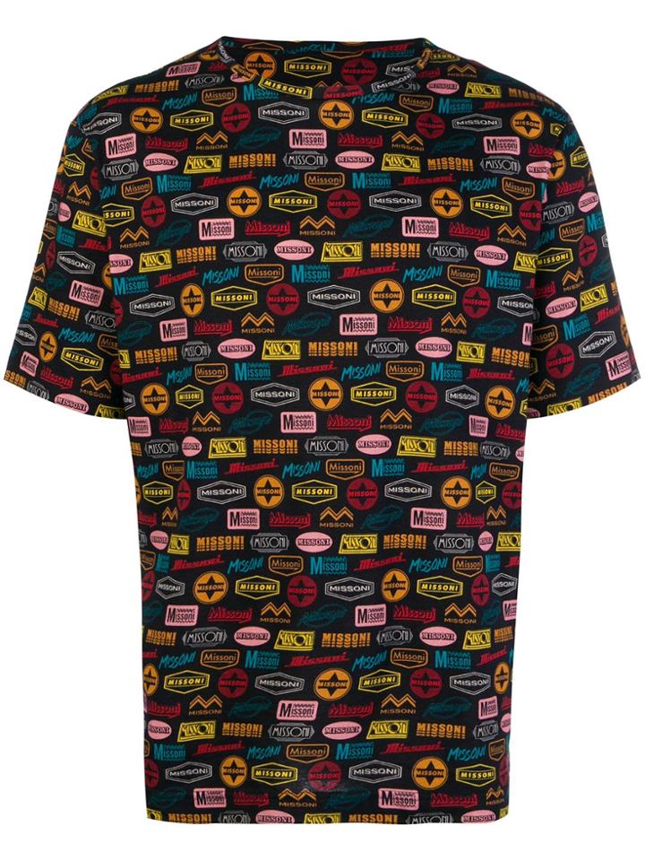 Missoni Mare Multi Logo Print T-shirt - Black