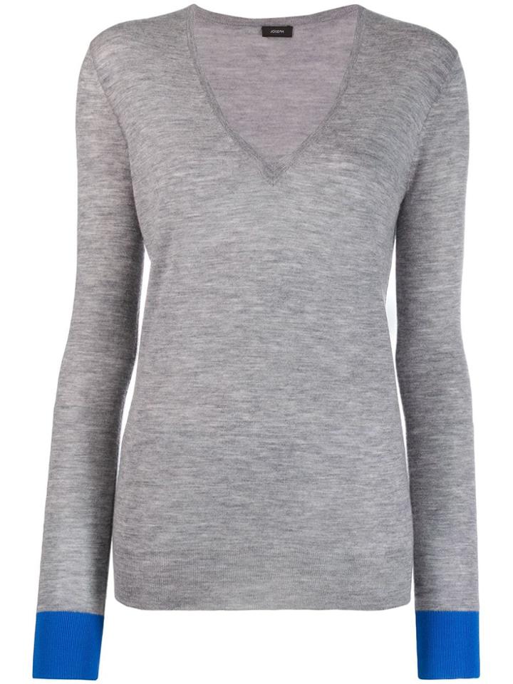 Joseph V-neck Long-sleeve Jumper - Grey