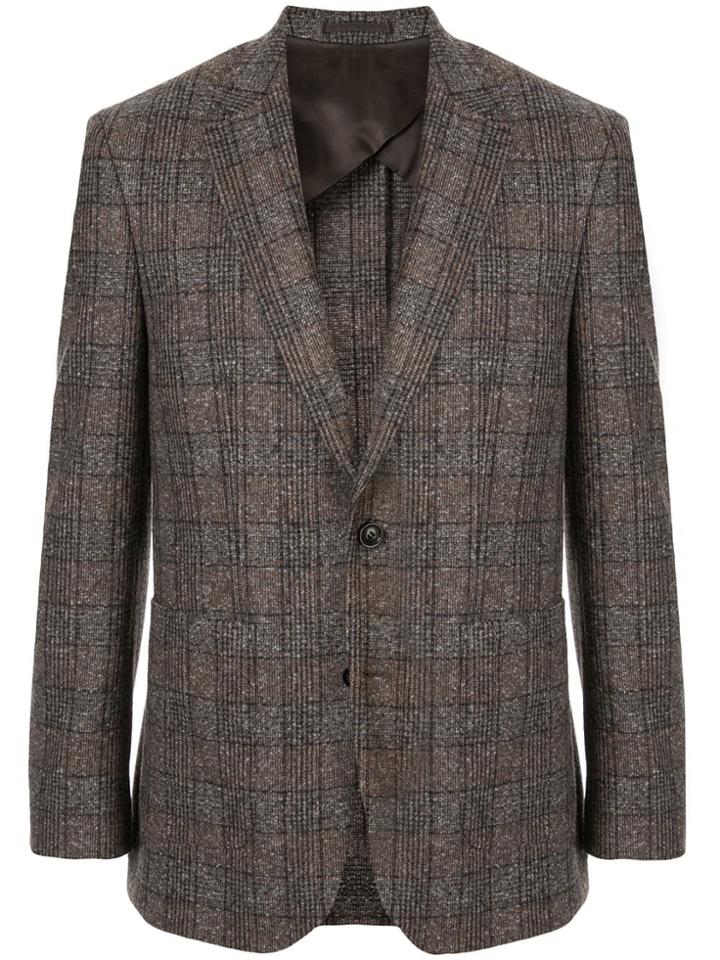 Cerruti 1881 Check Print Tailored Blazer - Brown