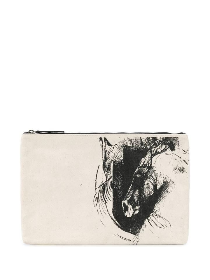 Ann Demeulemeester Horse Print Pouch - Neutrals