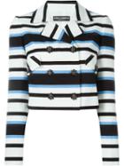 Dolce & Gabbana Striped Double Breasted Blazer, Women's, Size: 44, Black, Cotton/polyamide/spandex/elastane/silk