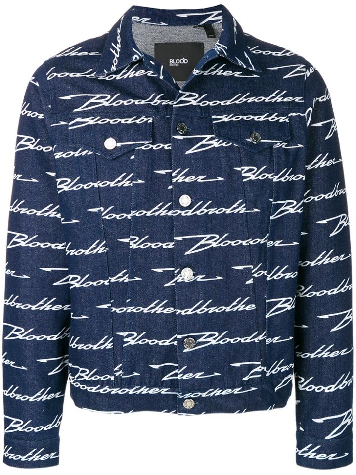Blood Brother Monogram Print Denim Jacket - Blue