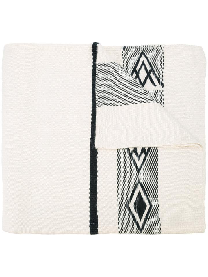 Voz - Wide Diagonal Wrap Scarf - Women - Lama Fur - One Size, White, Lama Fur