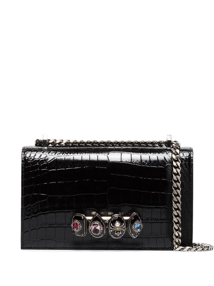 Alexander Mcqueen Jewelled Knuckleduster Shoulder Bag - Black