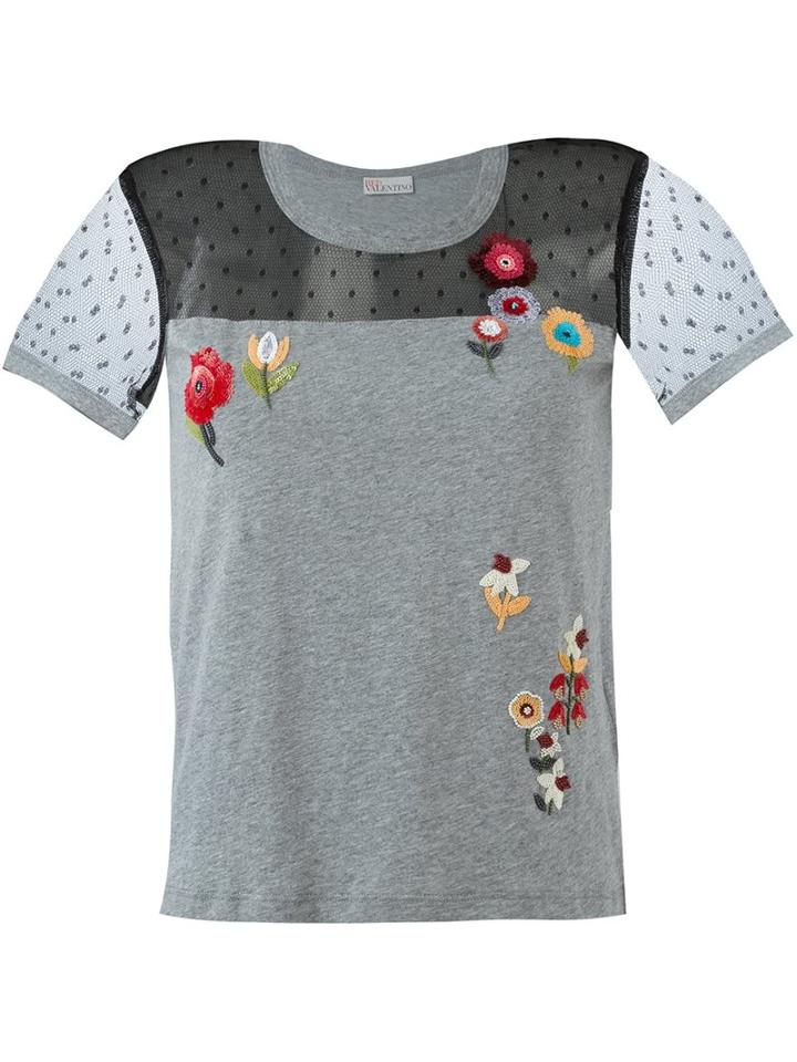 Red Valentino Floral Sequinned T-shirt