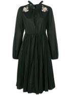 Rochas Sequin Appliqué Pleated Dress - Black