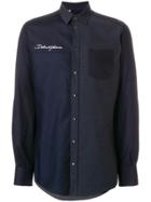 Dolce & Gabbana Polka Dot Panelled Shirt - Blue