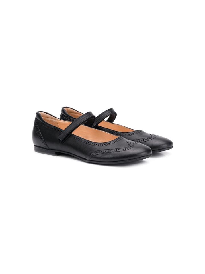 Gallucci Kids Black Brogue Detail Ballerinas