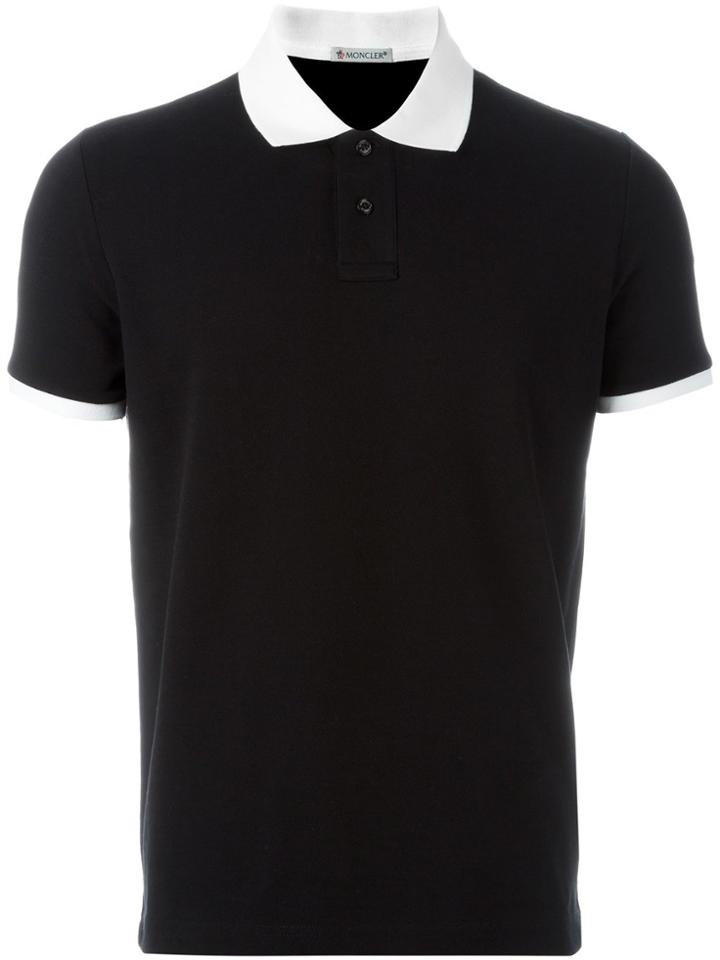 Moncler Contrast Collar Polo Shirt - Black