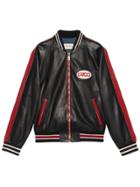 Gucci Leather Bomber With Gucci Pool Patch - Black