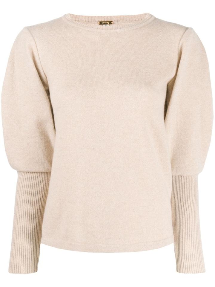 Johanna Ortiz Contrast Sleeve Fine Knit Sweater - Neutrals