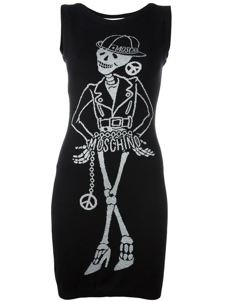 Moschino Skeleton Intarsia Knitted Dress