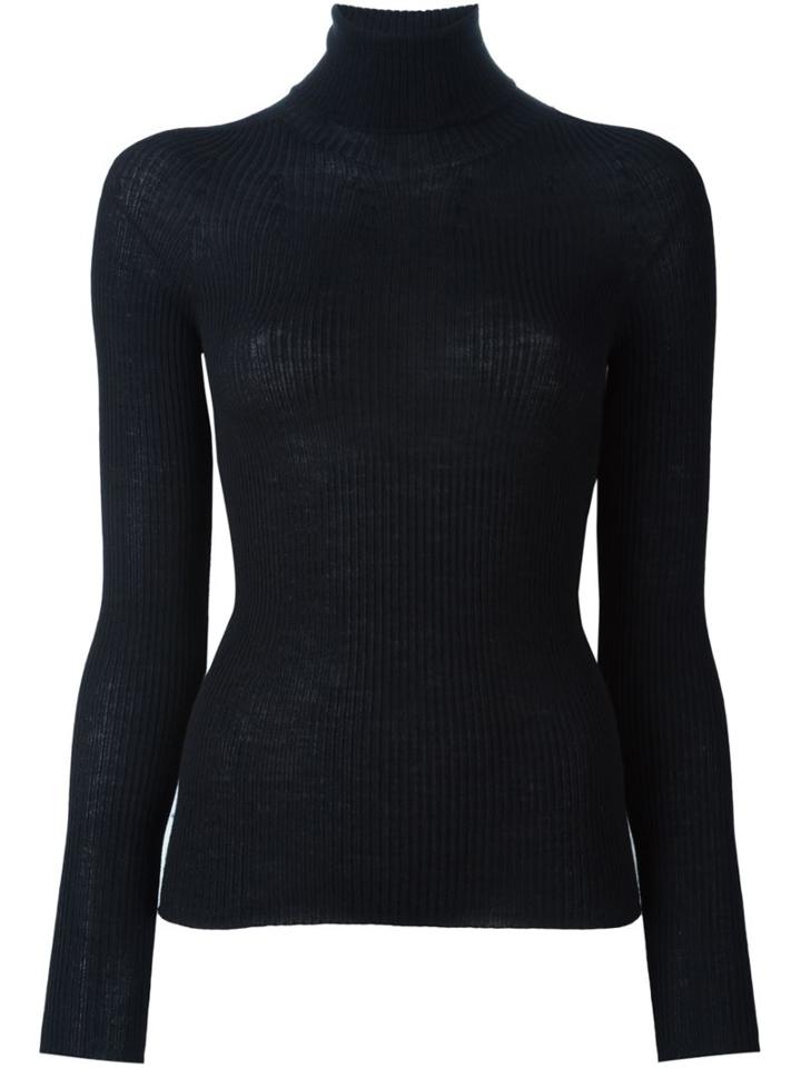 Philosophy Di Lorenzo Serafini Ribbed Turtleneck Jumper, Women's, Size: 40, Black, Virgin Wool