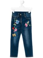 Monnalisa - Floral Embroidered Jeans - Kids - Cotton/polyester/spandex/elastane - 12 Yrs, Blue