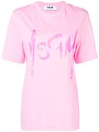 Msgm Sequin Logo T-shirt - Pink & Purple