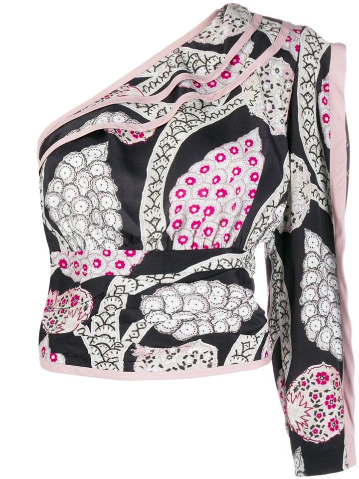 Isabel Marant Asymmetric Printed Crop Top - Black