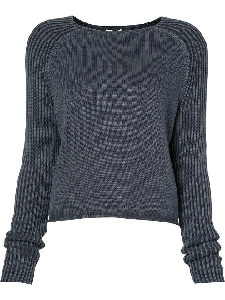 Frame Denim - Crew Neck Raglan Jumper - Women - Cotton - S, Women's, Blue, Cotton