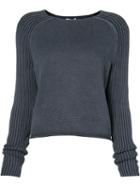 Frame Denim - Crew Neck Raglan Jumper - Women - Cotton - S, Women's, Blue, Cotton