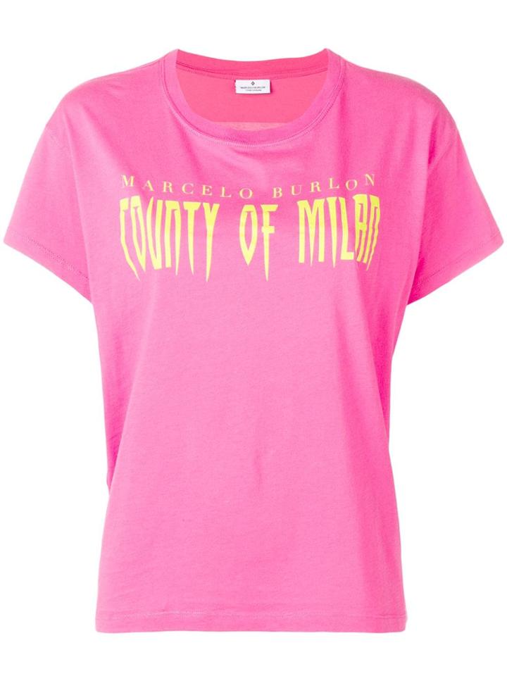 Marcelo Burlon County Of Milan Crew Neck T-shirt - Pink & Purple