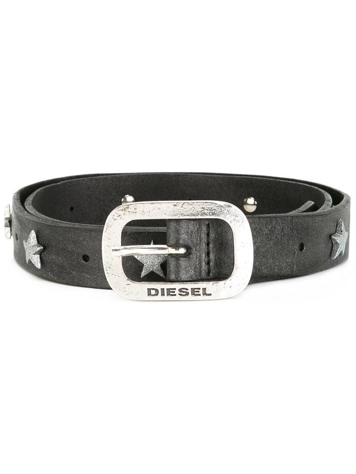 Diesel Stars Studs Belt, Women's, Size: 95, Black, Leather/zamac