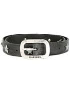 Diesel Stars Studs Belt, Women's, Size: 95, Black, Leather/zamac