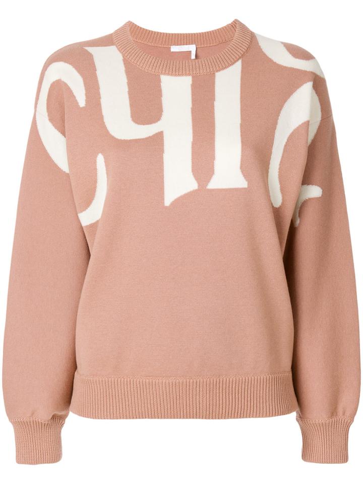 Chloé Logo Print Jumper - Nude & Neutrals