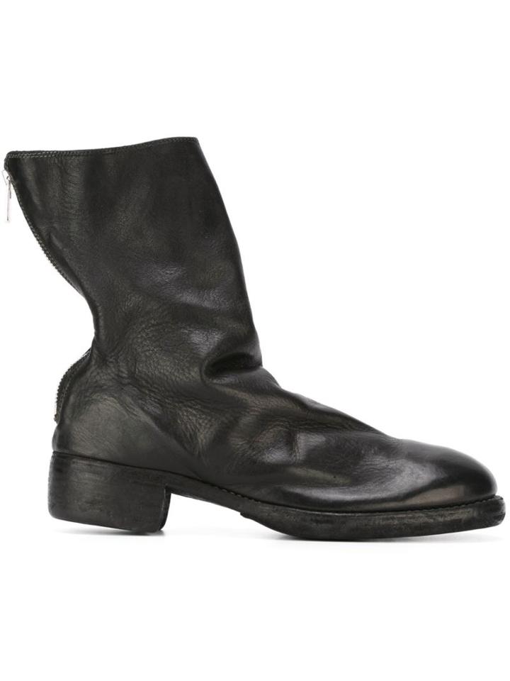 Guidi Distressed Zipped Boots, Men's, Size: 44, Black, Horse Leather