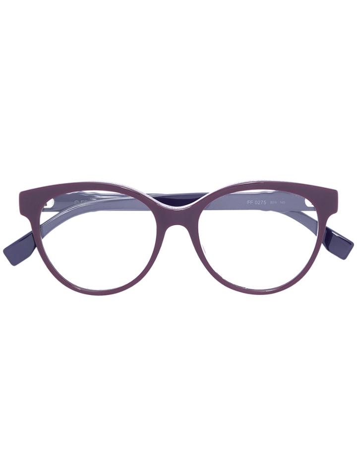 Fendi Eyewear Studded Round Frame Glasses - Pink & Purple