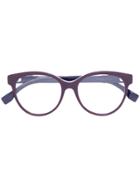 Fendi Eyewear Studded Round Frame Glasses - Pink & Purple