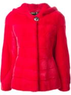 Liska Panelled Mink Fur Coat, Women's, Size: Medium, Red, Mink Fur/silk