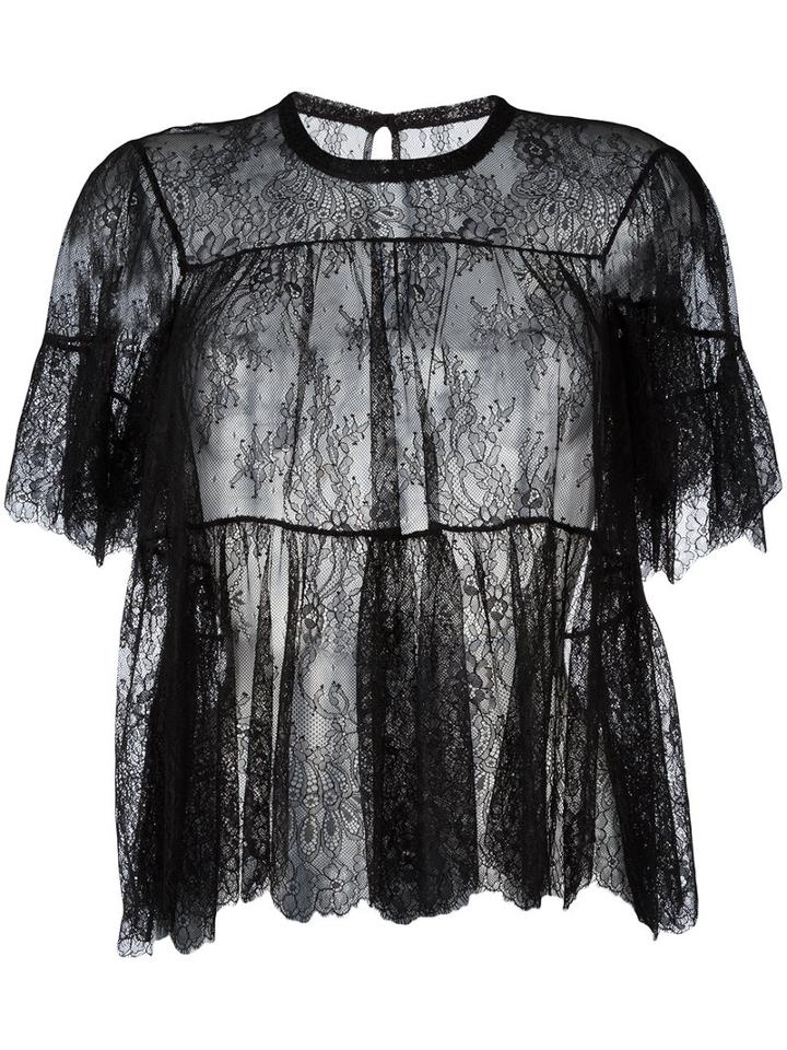 Philosophy Di Lorenzo Serafini Lace Blouse, Women's, Size: 38, Black, Cotton/polyamide