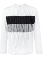 Ganryu Comme Des Garcons Ruffled Stripe Sweatshirt, Men's, Size: Small, White, Cotton