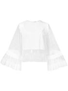 Adam Lippes Flared Sleeve Panel Blouse, Women's, Size: 2, White, Cotton