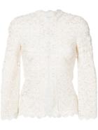 Oscar De La Renta Lace Detail Fitted Jacket - White