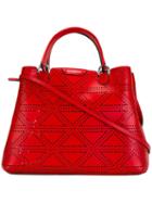 Emporio Armani Perforated Tote, Women's, Red, Leather