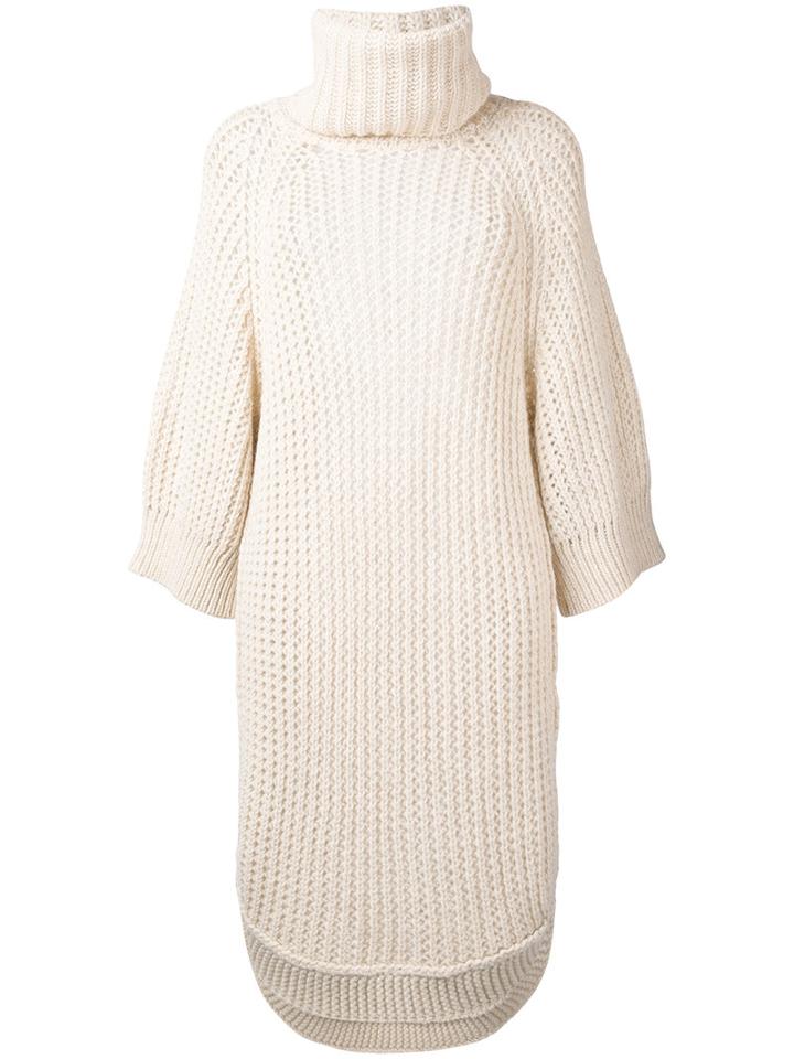 Chloé - Long Turtleneck Sweater - Women - Acetate/wool/alpaca - M, Nude/neutrals, Acetate/wool/alpaca