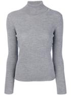 Lorena Antoniazzi - Ribbed Roll Neck Jumper - Women - Virgin Wool - 42, Grey, Virgin Wool