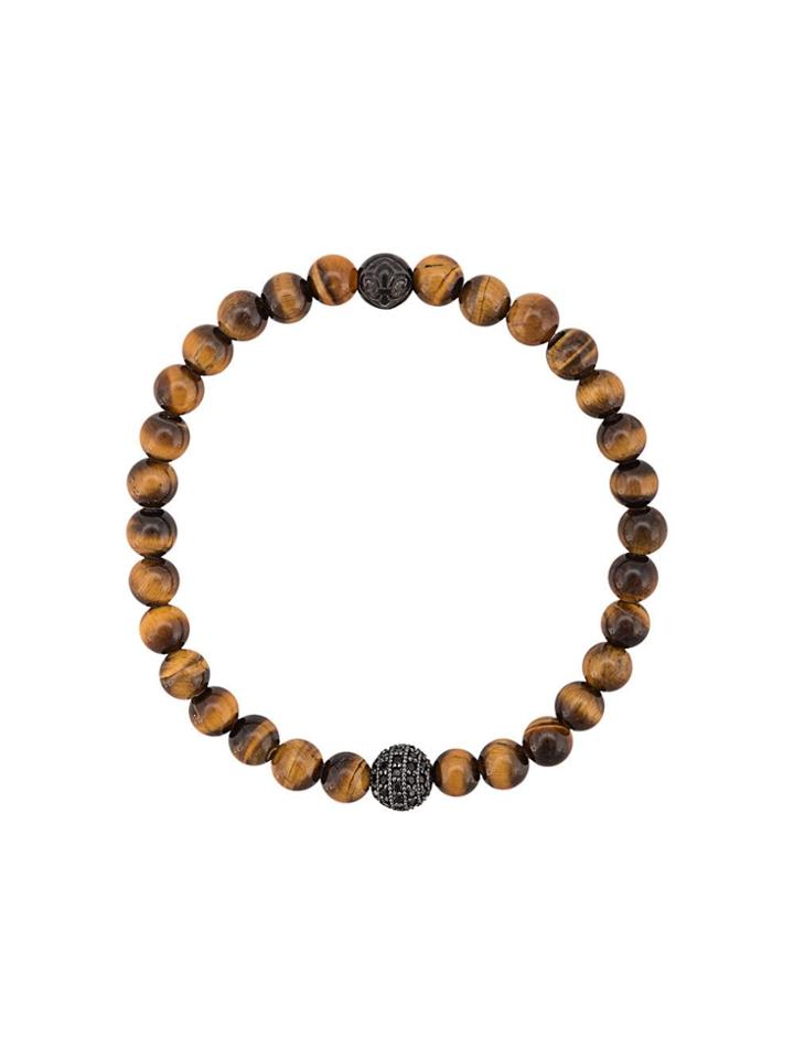 Nialaya Jewelry Cz Tiger Eye Beaded Bracelet - Gold