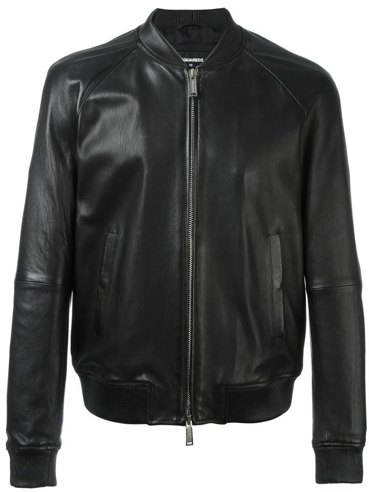 Dsquared2 Classic Bomber Jacket, Men's, Size: 52, Black, Lamb Skin/polyester