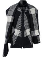 Barbara Bui 'checks' Snood Collar Coat, Women's, Size: 1, Black, Polyamide/viscose/wool