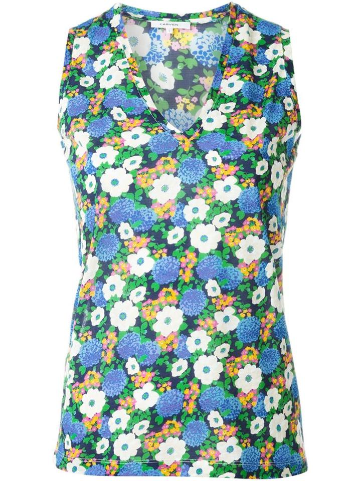 Carven Floral Print Tank Top, Women's, Size: S, Cotton