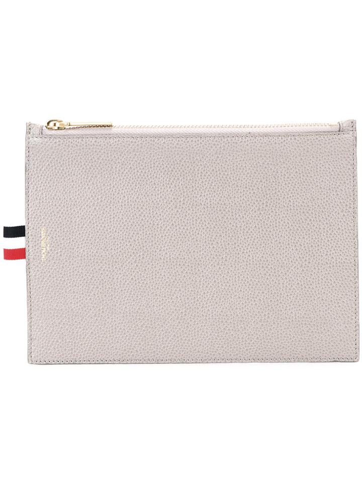 Thom Browne Top Zip Clutch - Grey