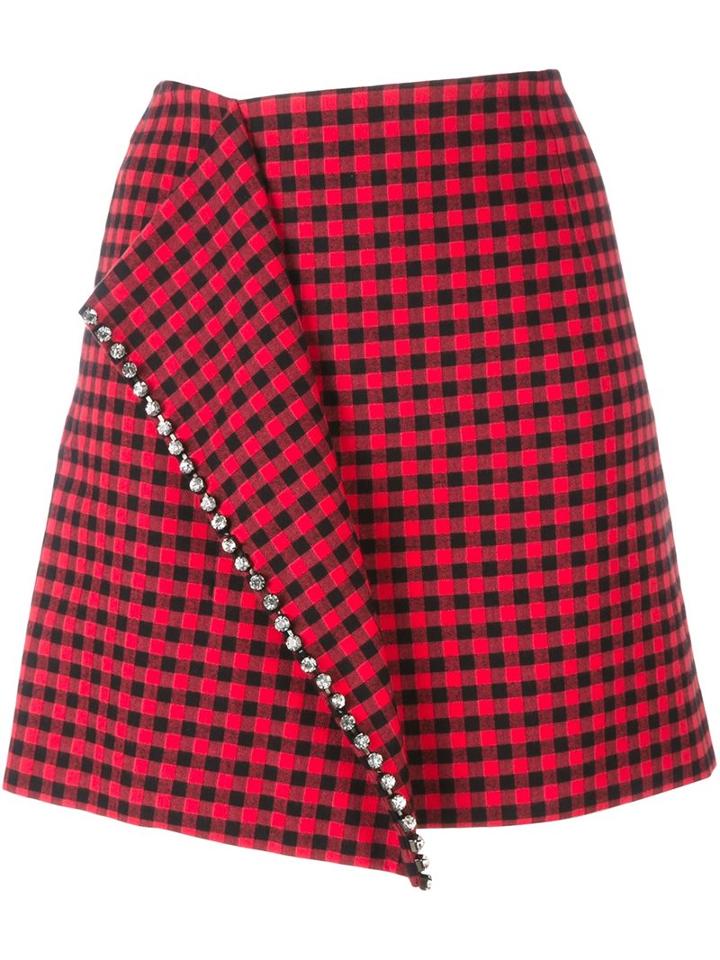 No21 Fold Front Mini Skirt, Women's, Size: 38, Black, Cotton/cupro
