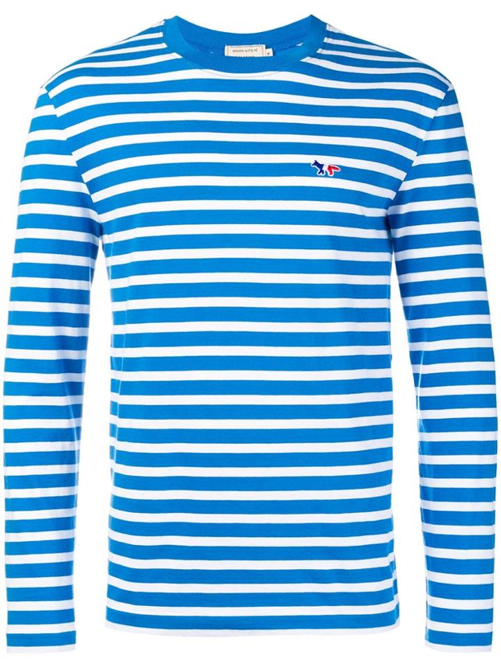 Maison Kitsuné Stripe Longsleeved T-shirt - Blue