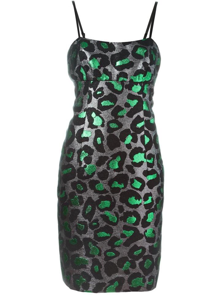 Marc By Marc Jacobs Lurex Leopard Fitted Dress, Women's, Size: 6, Black, Polyester/cotton/metallic Fibre/silk
