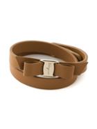 Salvatore Ferragamo Vara Bow Wrap Around Bracelet, Women's, Brown, Leather