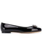 Salvatore Ferragamo Stud Embellished 'varina' Ballerina Shoes - Black
