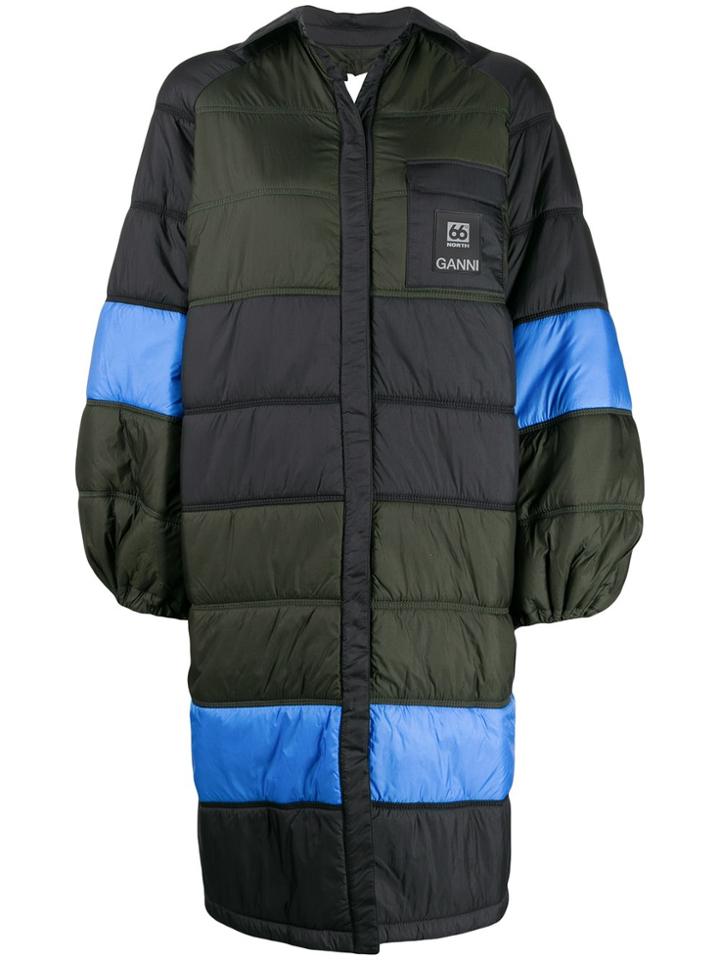 Ganni Quilted Oversized Jacket - Blue